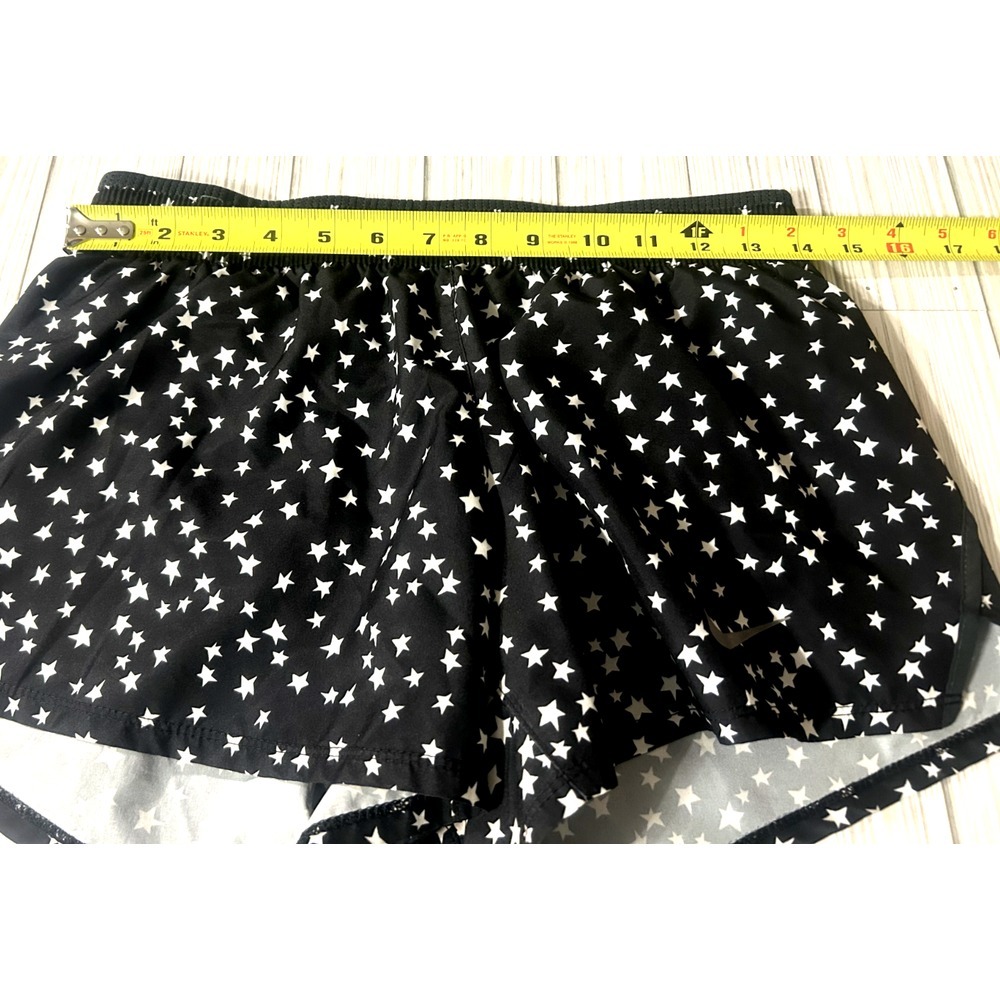 EC Ladies Nike Dri-Fit DR1517 Black/White Stars Print Run Train Gym Shorts Small - Picture 2 of 8
